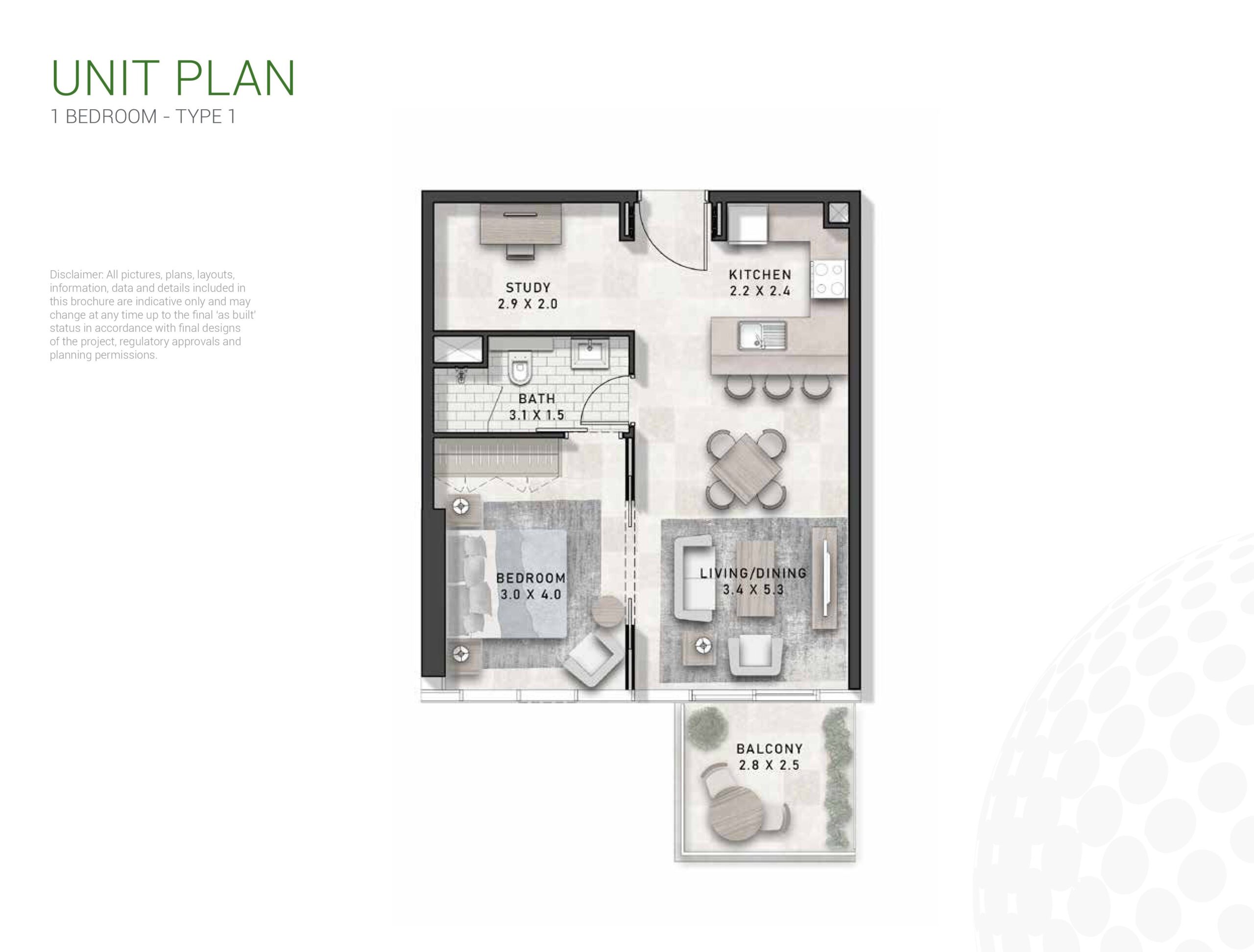 1 Bedroom Floor Plan Type A
